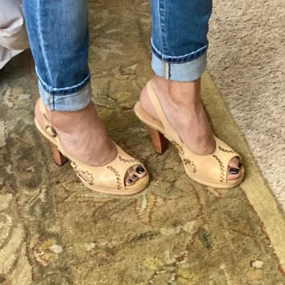 CalleenCordero Genuine Leather Studded Heels - Picture 1 of 11